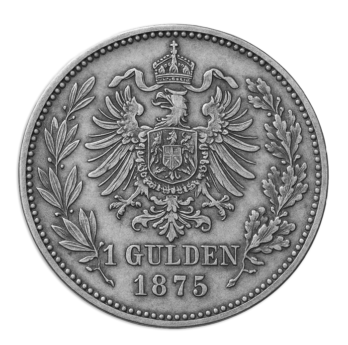Ein Gulden (Münze) aus dem Jahre 1875.