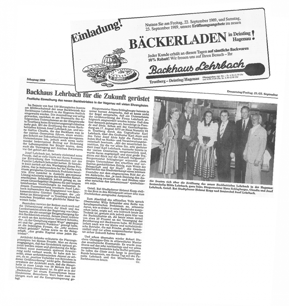 Zeitungsartikel zur Neueröffnung 1989
